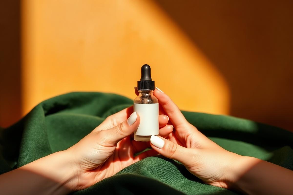 Manos sosteniendo un sérum